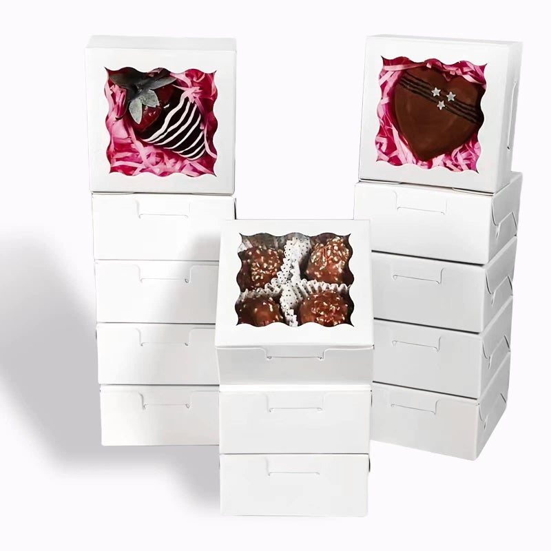 RomanticBaking رومانسية الخبز 3 "" × 3 "" × 1 "" 100 قطعة من صناديق الكوكيز وصناديق الصابون وصناديق الكمأة الشوكولاتة لـ 4 صناديق دونات وصناديق معكرون وصناديق مخبز صغيرة مع صناديق براوني النافذة - Image 1